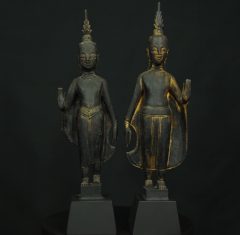 2 early 20th century wooden Lao Buddhas