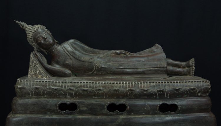 17th century bronze Lao reclining Buddha